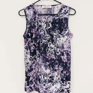 JONES STUDIO Purple Sleeveless Paisley Blouse Size XS